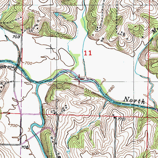Topographic Map of Burger Creek, MO