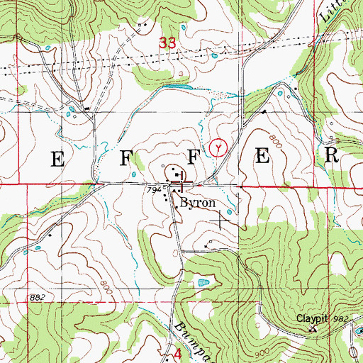 Topographic Map of Byron, MO