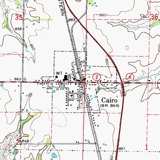 Topographic Map of Cairo, MO