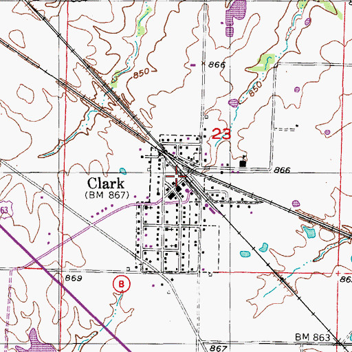 Topographic Map of Clark, MO