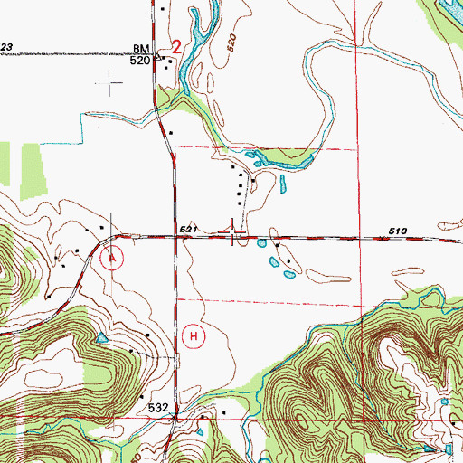 Topographic Map of Crossroad Church, MO