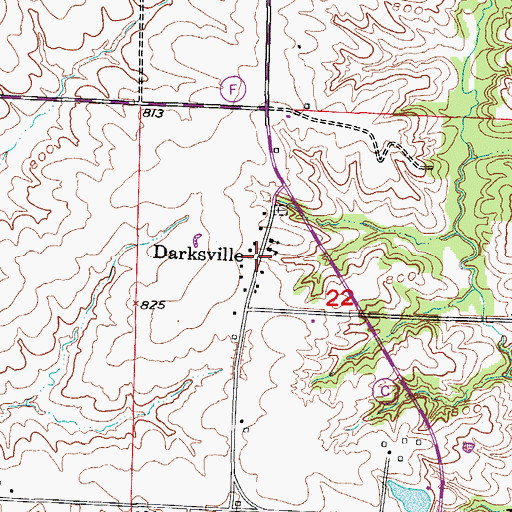 Topographic Map of Darksville, MO