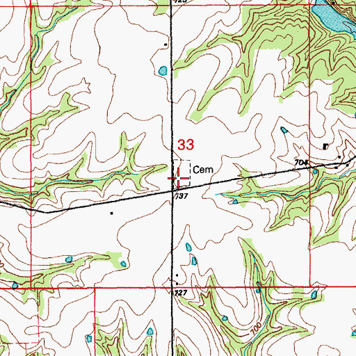 Topographic Map of DeMoss Church, MO