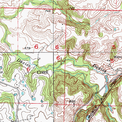 Topographic Map of Doxies Fork, MO