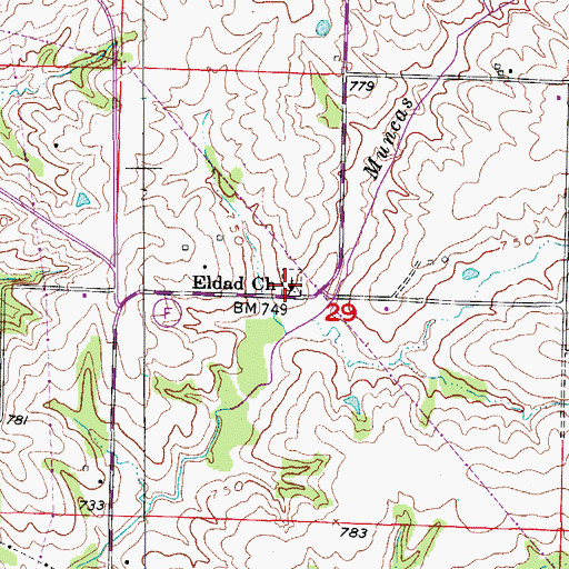 Topographic Map of Eldad Church, MO