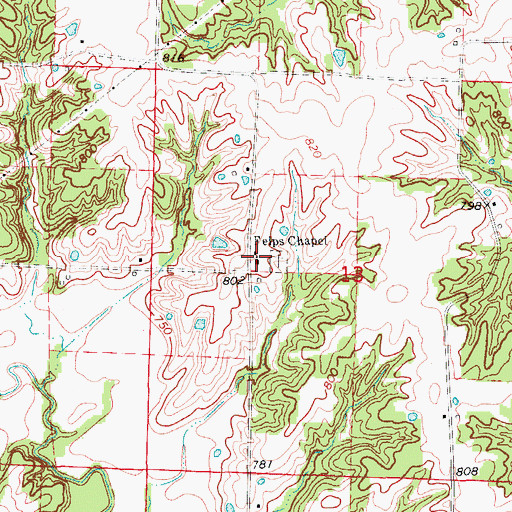 Topographic Map of Felps Chapel, MO
