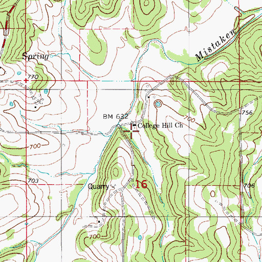 Topographic Map of Garfield School (historical), MO
