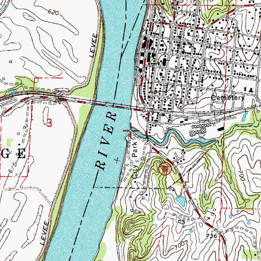 Topographic Map of Greggs Creek, MO