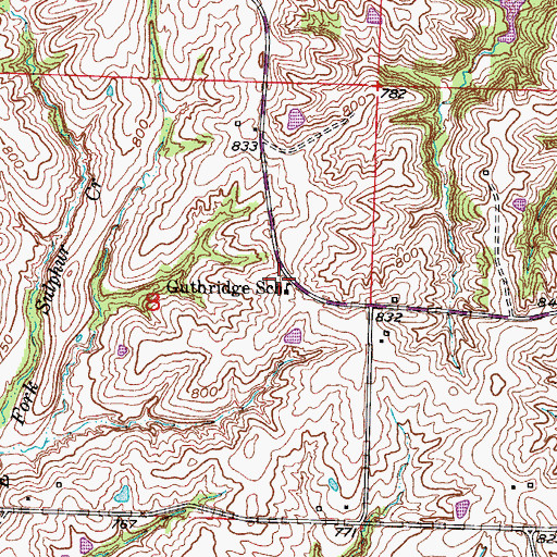 Topographic Map of Guthridge School (historical), MO