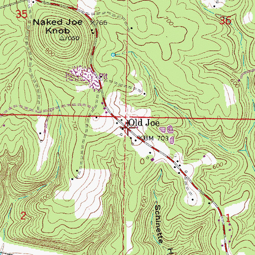 Topographic Map of Old Joe, AR