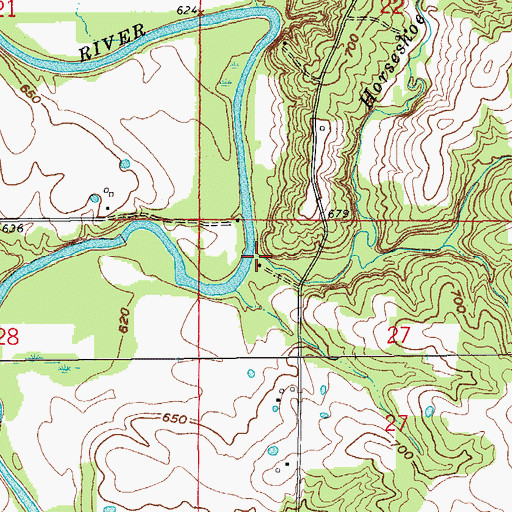Topographic Map of Horseshoe Branch, MO
