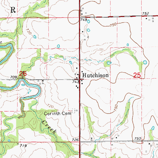 Topographic Map of Hutchison, MO