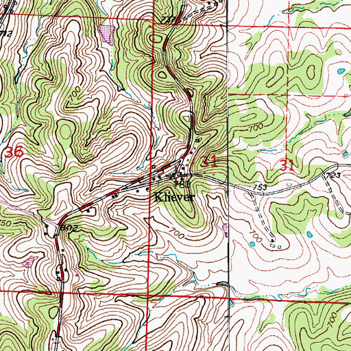Topographic Map of Kliever, MO