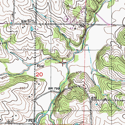Topographic Map of Lick Creek, MO