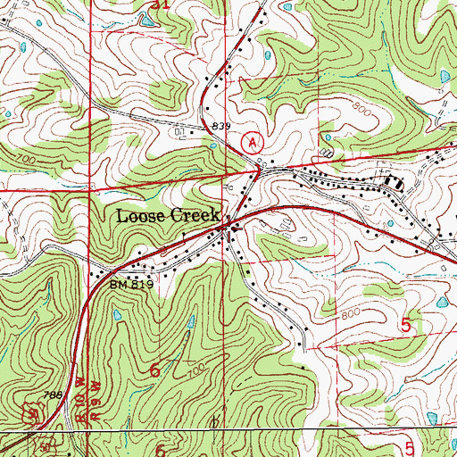 Topographic Map of Loose Creek, MO