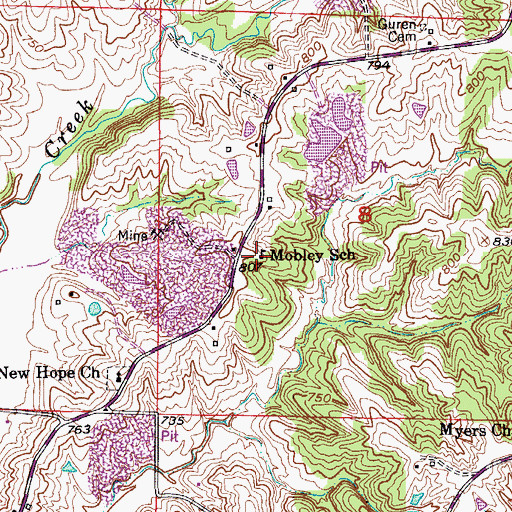 Topographic Map of Mobley School (historical), MO