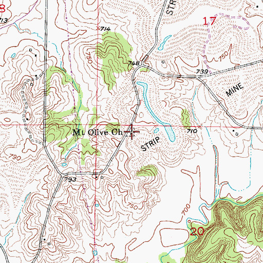 Topographic Map of Mount Olive Church, MO