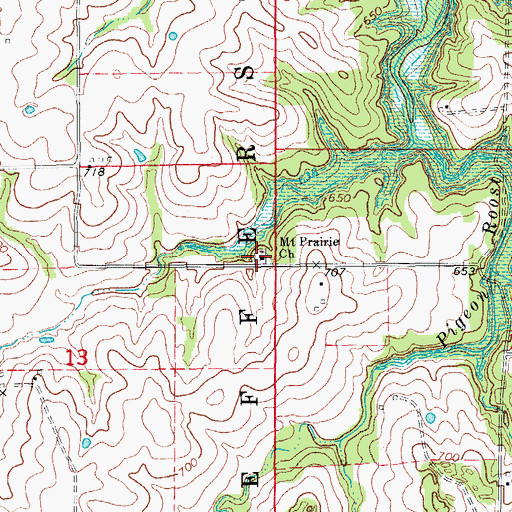 Topographic Map of Mount Prairie Church, MO