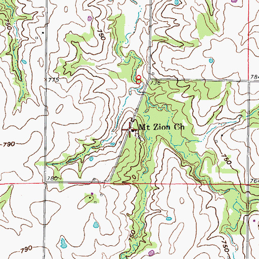 Topographic Map of Mount Zion Church, MO