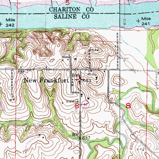 Topographic Map of New Frankfort, MO