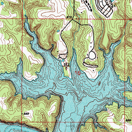 Topographic Map of Oakland Church, MO