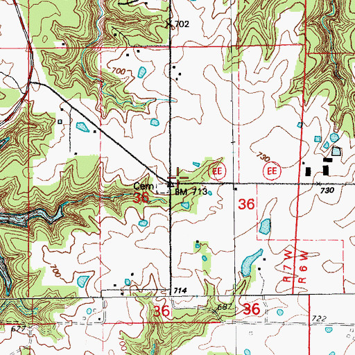 Topographic Map of Pleasant Grove Church, MO