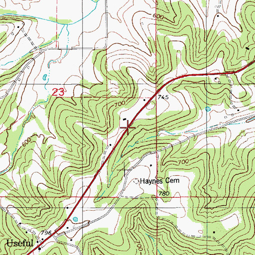 Topographic Map of Possumtown School, MO