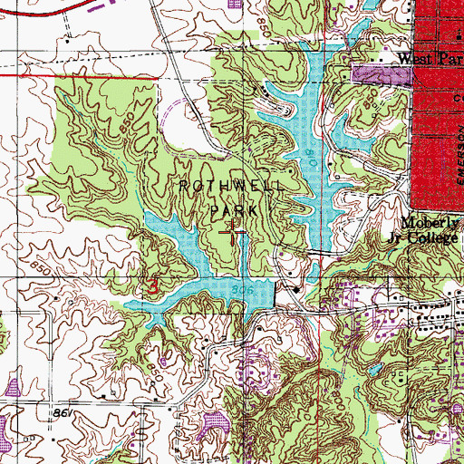 Topographic Map of Rothwell Park, MO