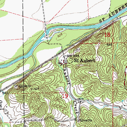 Topographic Map of Saint Aubert, MO