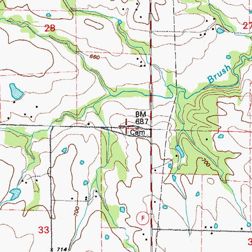 Topographic Map of Salem Church, MO