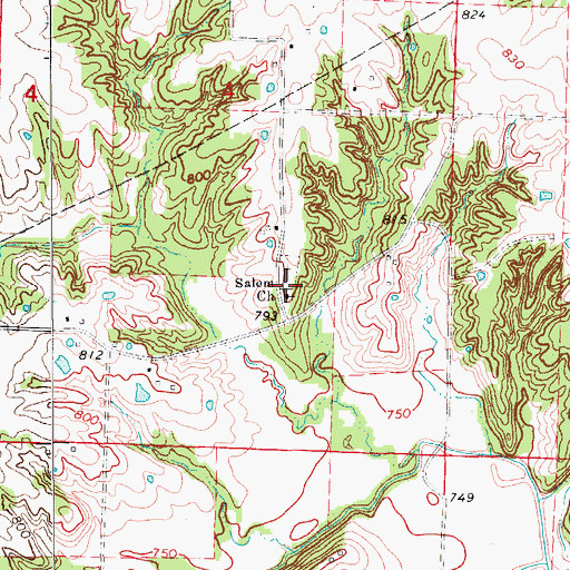 Topographic Map of Salem Church, MO