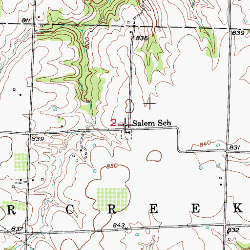 Topographic Map of Salem School (historical), MO