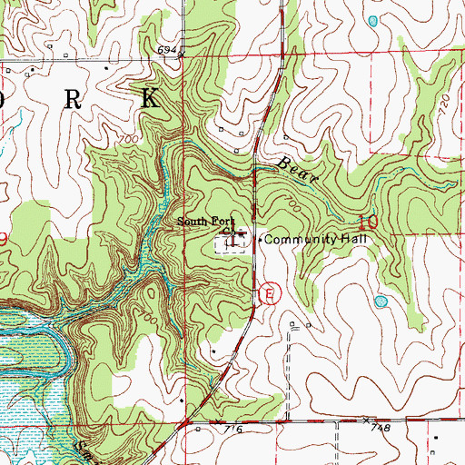 Topographic Map of South Fork Church, MO