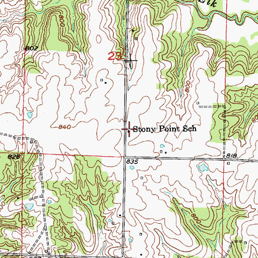 Topographic Map of Stony Point School (historical), MO