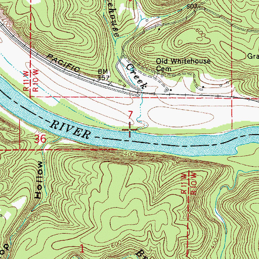 Topographic Map of Old Whitehouse Creek, AR
