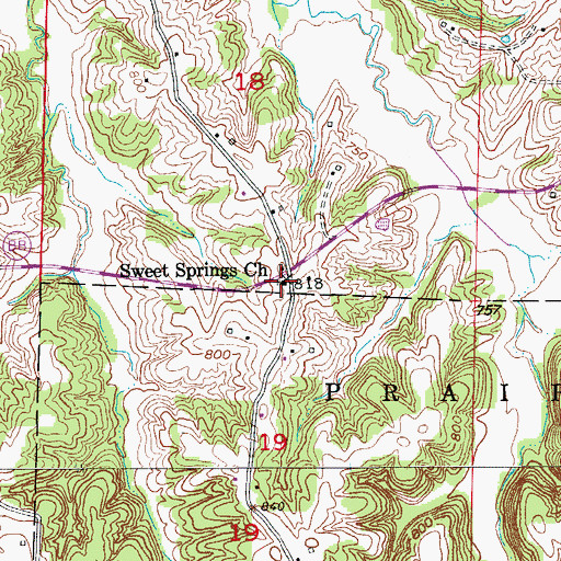Topographic Map of Sweet Springs Church, MO