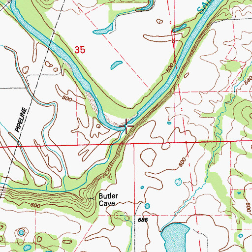 Topographic Map of Turkey Creek, MO