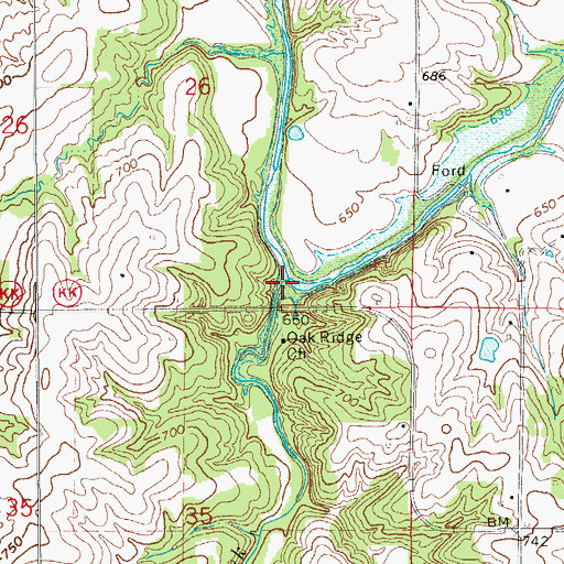 Topographic Map of Turkey Creek, MO