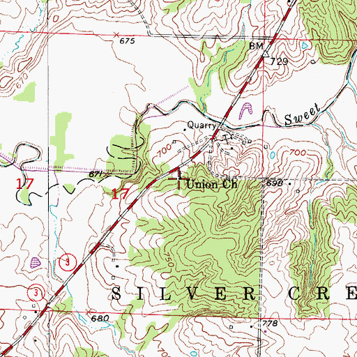 Topographic Map of Union Baptist Church, MO