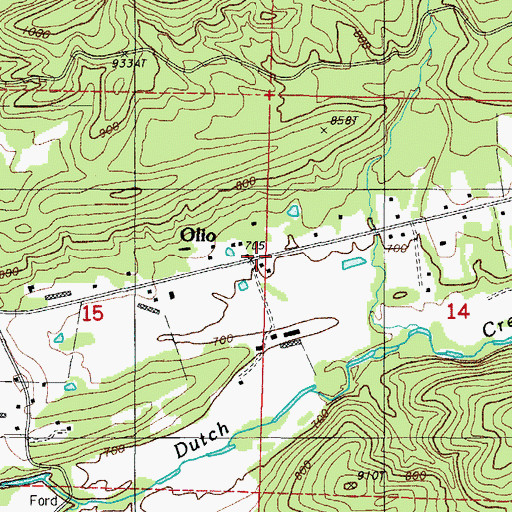 Topographic Map of Olio, AR