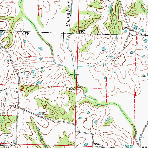 Topographic Map of West Fork Sulphur Creek, MO