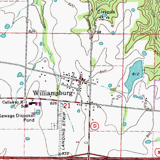 Topographic Map of Williamsburg, MO