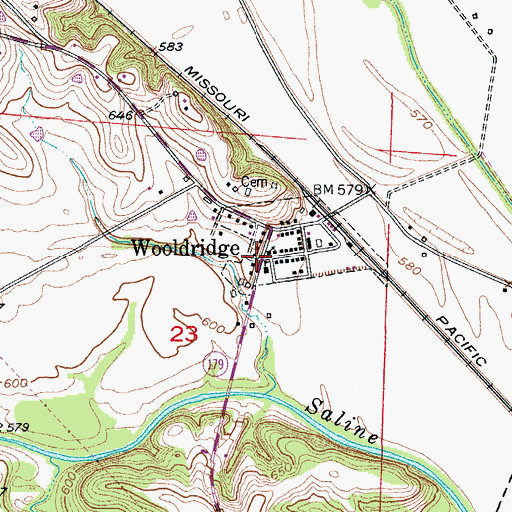 Topographic Map of Wooldridge, MO