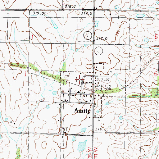 Topographic Map of Amity, MO