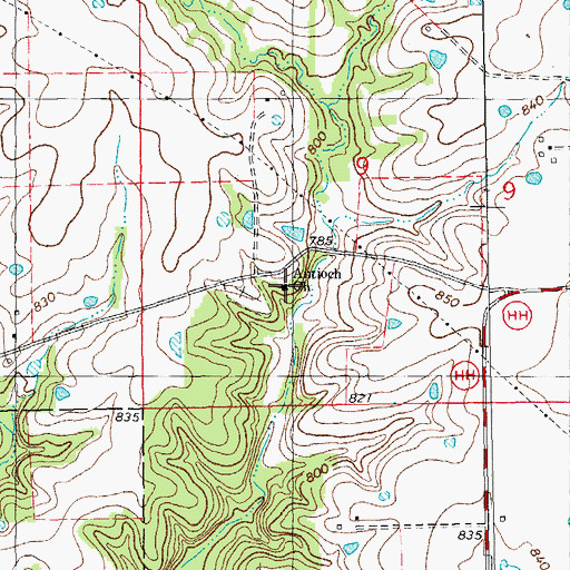 Topographic Map of Antioch Church, MO