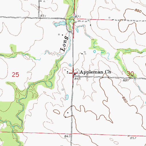 Topographic Map of Appleman Church, MO