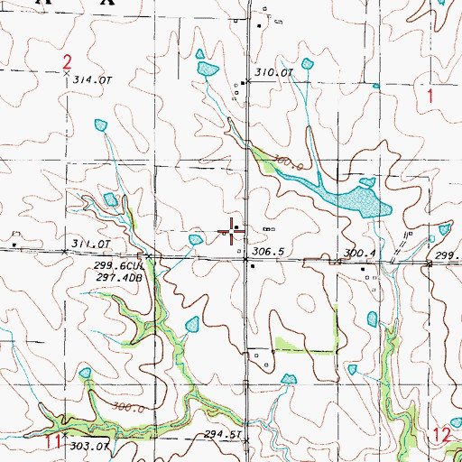 Topographic Map of Baker School, MO