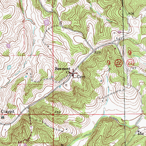 Topographic Map of Beemont Church, MO