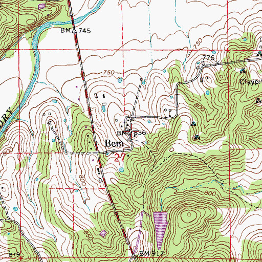 Topographic Map of Bem, MO