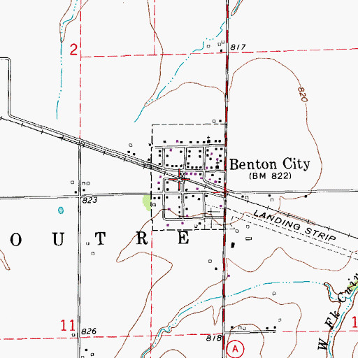 Topographic Map of Benton City, MO